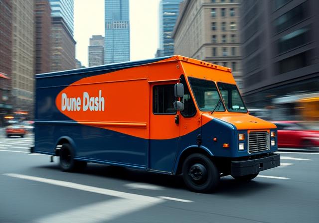 Dune Dash delivery truck in New York City traffic